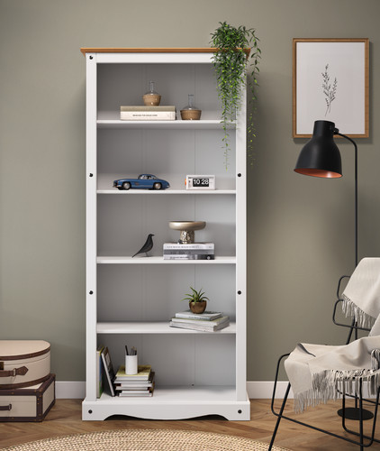 Corona bookcase white - white, wax