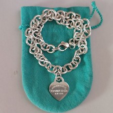 Please Return To Tiffany & Co. Sterling Silver Heart Tag Chain Link Necklace 16"