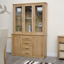 Arden Solid Oak Large Dresser With Light Dressing Room Display Cabinet