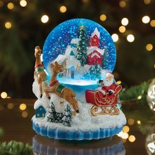 LED Musical Snow Globe, Hand-Painted Christmas Scene with Snow Effect