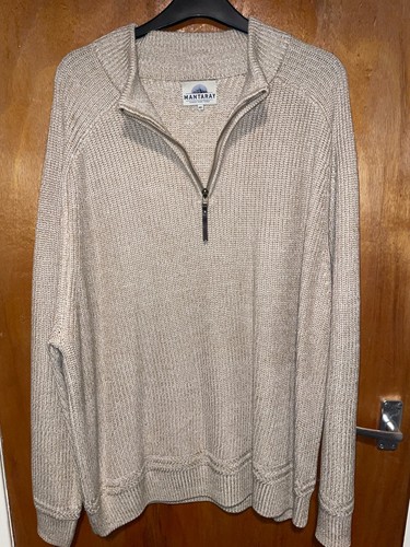 Mantaray oatmeal zipneck - oatmeal,