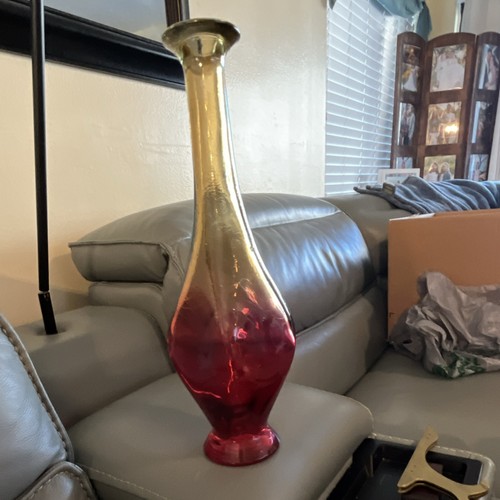 Art glass red gold tall - art,