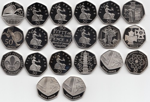 Fifty pence coins 50p 2000 - pence,
