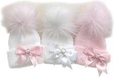 BABY GIRLS POM POM HAT FUR