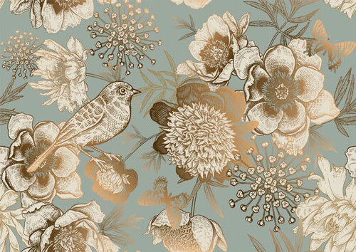 Foil birds mint decoupage - mint,