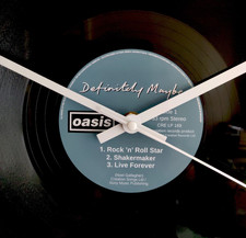 Oasis - Definitely Maybe 12 inch Vinyl Record Clock, Live Forever, Shakermaker