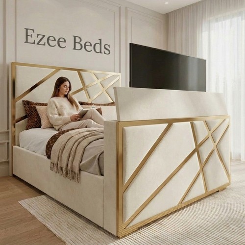 Gold star upholstered bed - star,