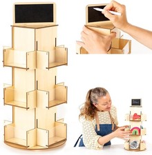 ODOXIA Greeting Card Display Stand | Tabletop Rotating Stand Wood | Retail Orga