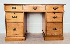 Antique Pine Pedestal  Desk