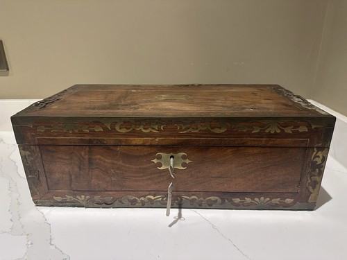 Wooden writing slope box brass - slope,