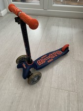 Mini Micro Deluxe Scooter - Three Wheels - Blue   LED Wheel Lights