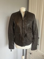 100% Leather Dark Brown Zip Up Jacket Fantastic Condition Chevignon Size Large