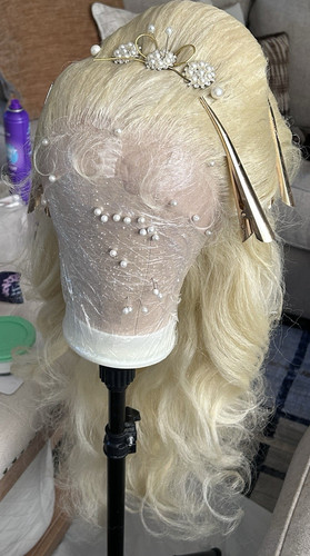 Elegant blonde long wavy - blonde, lace