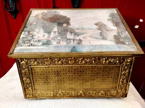 Vintage embossed brass wood - vintage,