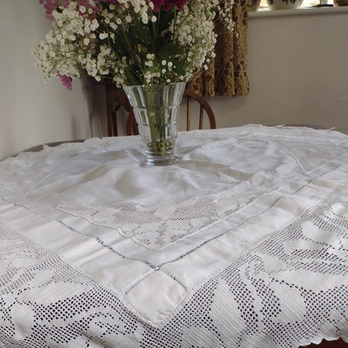 Vintage table linen white