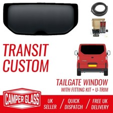 Transit Custom Tailgate Single Rear Door Window With Fitting Kit and U-Trim