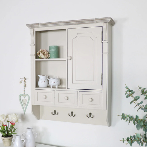 Cream wall mounted cupboard - wall,
