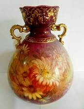 ART NOUVEAU ROYAL BONN  FRANZ ANTON MEHLEM SIGNED VASE PAINTED FLORAL DECORATION