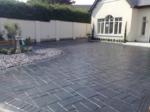 Imprinted concrete coloured