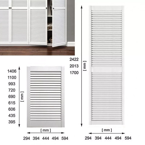 White solid louvre wardrobe - white,