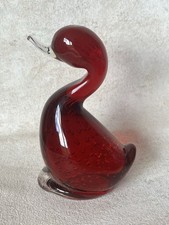 Whitefriars Glass Ruby Red Dilly Duck 5.5"