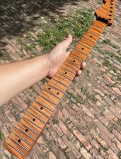 Reverse headstock floyd rose nut 22 frets Roasted flame maple guitar neck 25.5。。