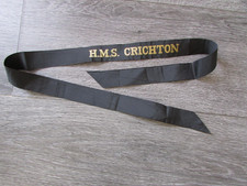 H.M.S Crichton Royal Navy Naval Cap Band Tally