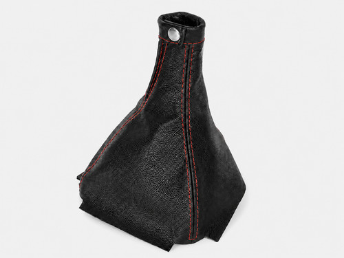 Black leather gear gaiter - gaiter, red
