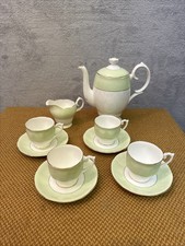Art Deco Bone China Coffee/Tea Set Mint Green & White - 10 piece