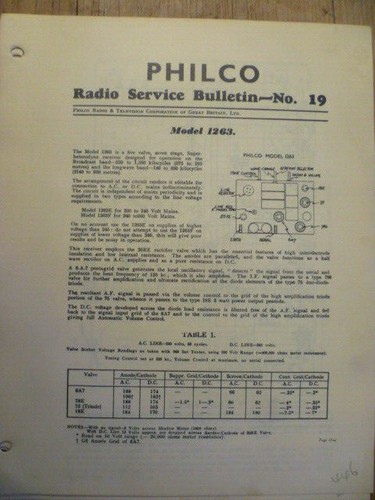 Philco model 1263 - valve, /