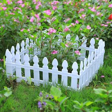 4/8/12 Pcs Plastic Picket Fencing Wooden Effect Lawn Border Edge Garden Edging