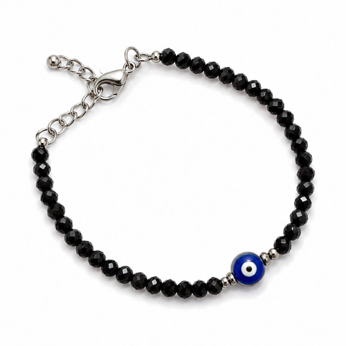 Black beaded evil eye - black,