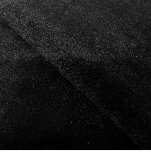 Black faux fur fabric short - black,