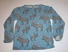 Smarfolk Blue Reindeer Print Christmas  LS Top 98-104cm/3-4yr
