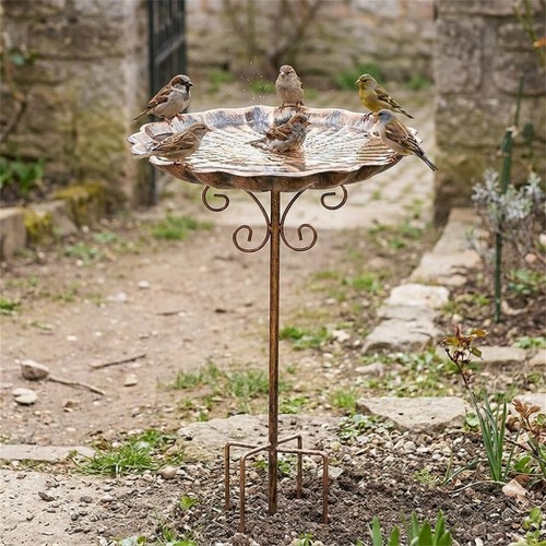 Retro iron bird bath feeder - iron,
