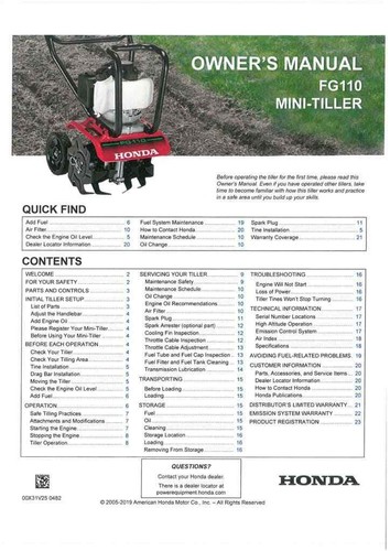 Honda mini tiller fg110 - mini,