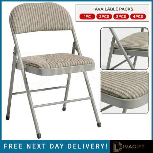 Metal folding chair - folding, beige