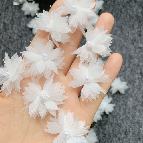 White lace fabric flowers - fabric,
