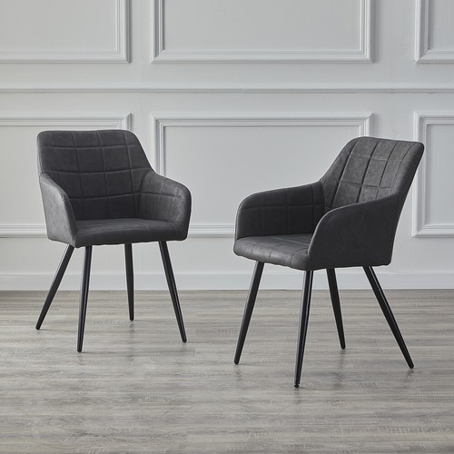 Pair faux leather dining - of,