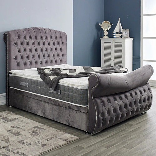 Luxury sleigh bed plush velvet - luxury,