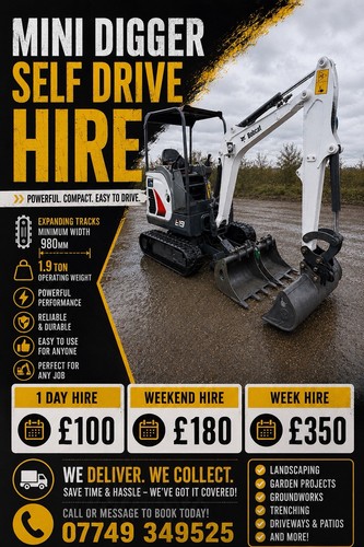 Mini digger self drive hire - self,
