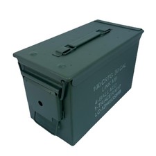 Green 50 Cal Army Ammo Storage Ammunition Surplus Tin Tool Box Camping
