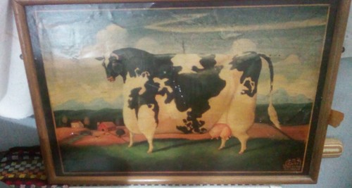 Fat cow painting lacey - painting, d