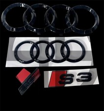 Full Set Of Audi S3 Gloss Black Badges Emblem Grill&Rear Ring, UK Dispatch