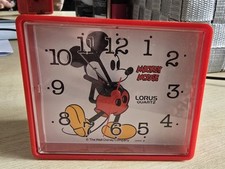 RARE Vintage Lorus Quartz Walt Disney Mickey Mouse Red Alarm Clock Collectable 