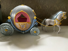 Disney Princess Cinderella Rolling Carriage & Horse Bundle 2010 Mattel Playset