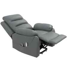 Electric Riser Recliner Chair PU Leather Power Lift Armchair Remote Control Grey