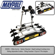 Maypole 3 Bike Cycle Carrier BC3013 Towbar Mounted 45kg Platform Tilting Locking