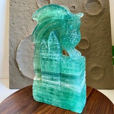 Green Fluorite Dragon Carving - Hand Carved Crystal Sculpture Art -8LB