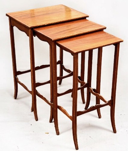 Edwardian inlaid mahogany nest - edwardian,